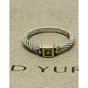 DAVID YURMAN STERLING & 14K GOLD PERIDOT CLASSIC CABLE BAND RING 6.5